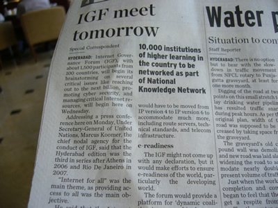 IGFの開催を伝える新聞記事