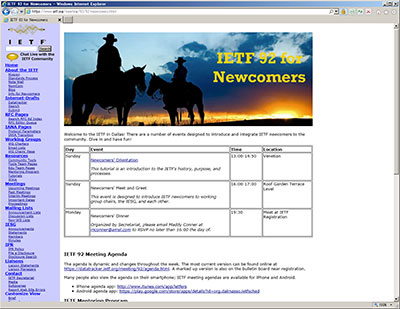 画面: IETFに初めて参加する人向けの情報をまとめたWebページ