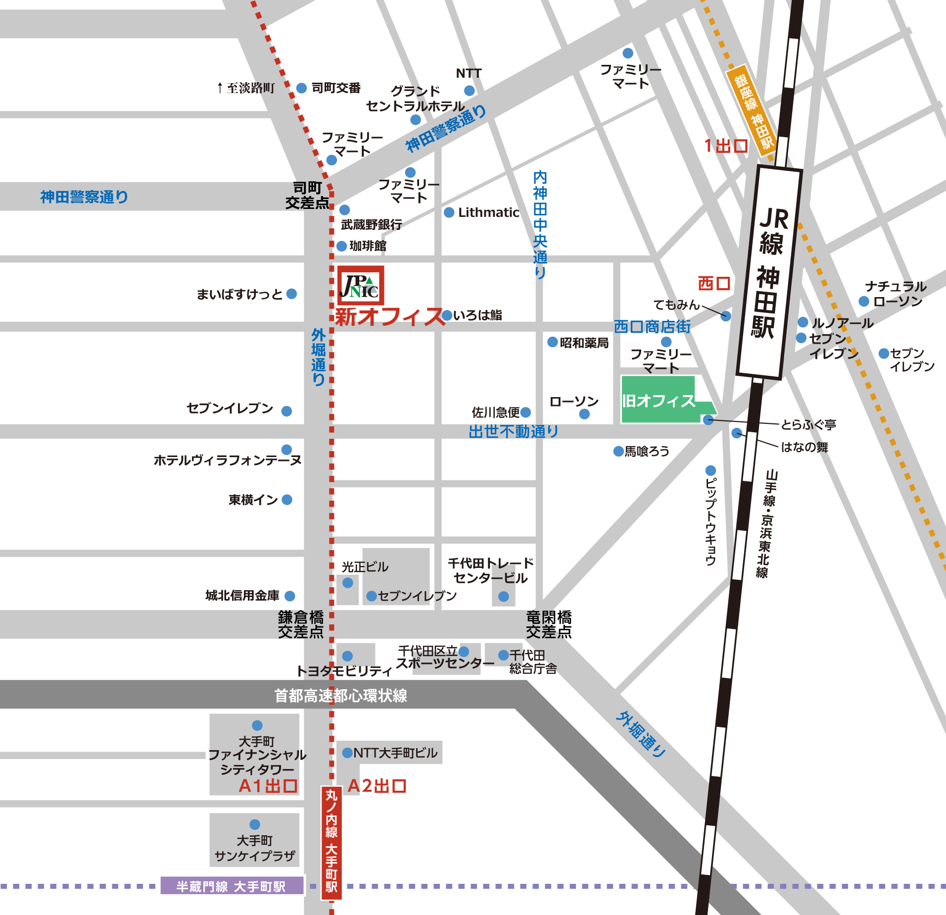 図:JPNIC事務局地図